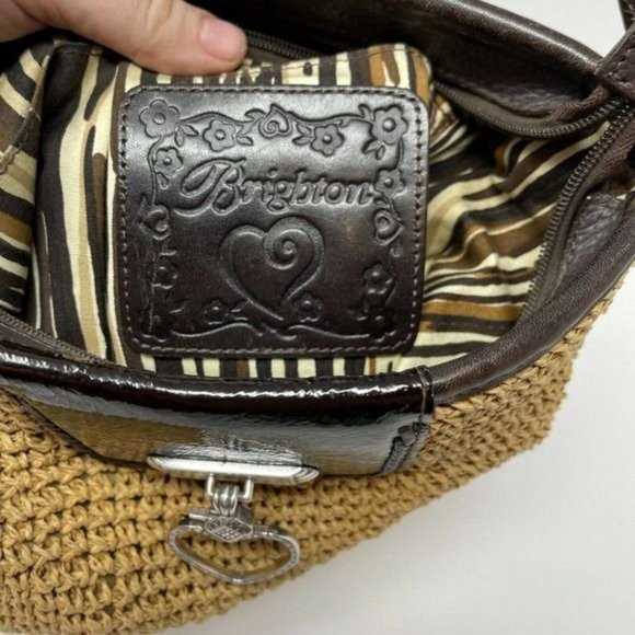 SOLD BRIGHTON Wheat Brown Straw Leather  Bag - Picture 10 of 16
